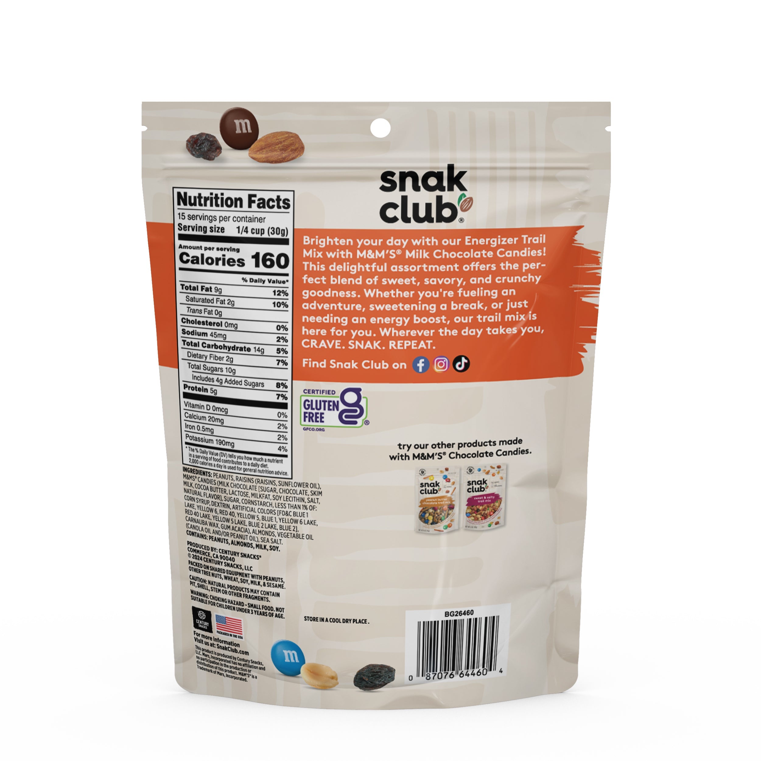 Snak Club Energizer Trail Mix, 16 Ounce Bag, 1 Pack