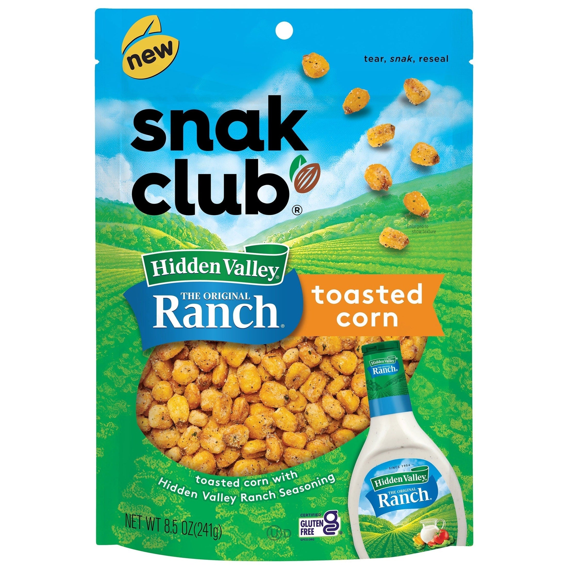 Snak Club Hidden Valley Ranch Toasted Corn 8.5 oz Resealable Bag
