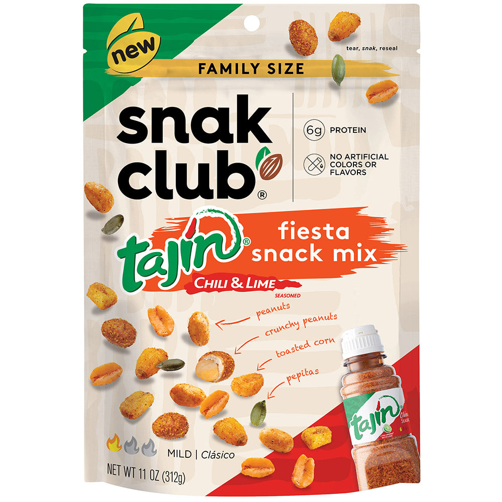 Snak Club Tajin Chili Lime Seasoned Fiesta Snack Mix, 11 Ounce Bag, 1 Pack