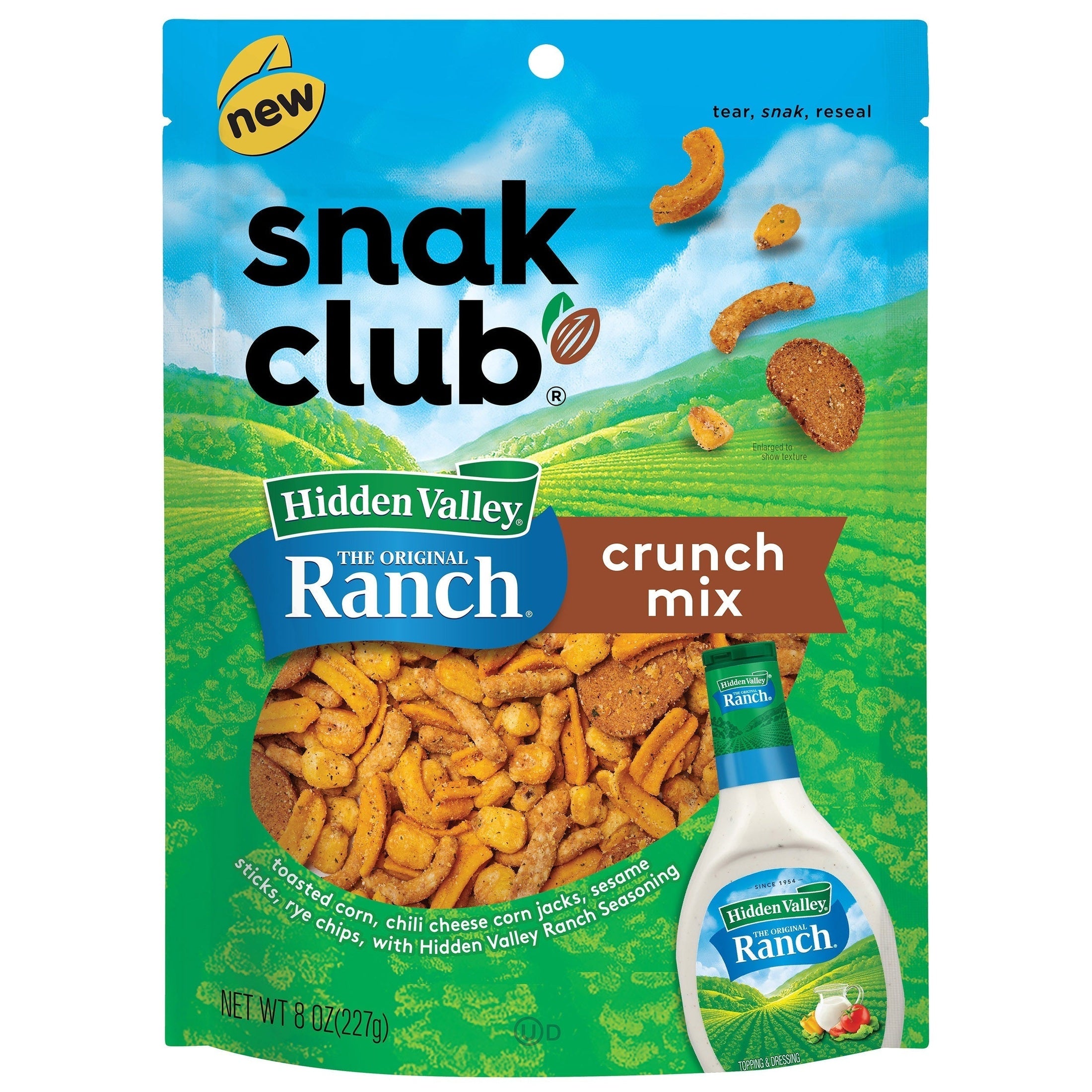 Snak Club Hidden Valley Ranch Crunch Mix 8 oz Resealable Bag